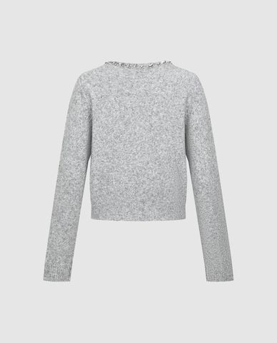  URBAN REVIVO - Áo khoác cardigan nữ tay dài đính đá 