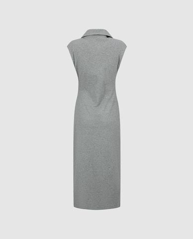  URBAN REVIVO - Đầm polo midi sát nách xẻ tà 