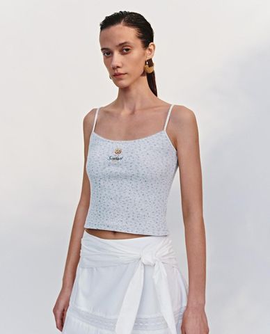  URBAN REVIVO - Áo hai dây nữ phom croptop in họa tiết 