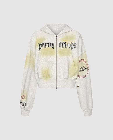  URBAN REVIVO - Áo khoác croptop nữ họa tiết graffiti 