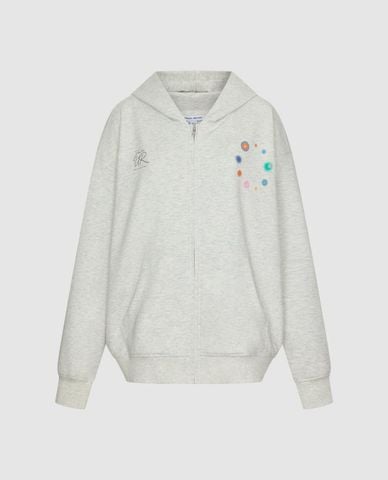  URBAN REVIVO - Áo khoác phối mũ nữ tay dài khoá zip in họa tiết 