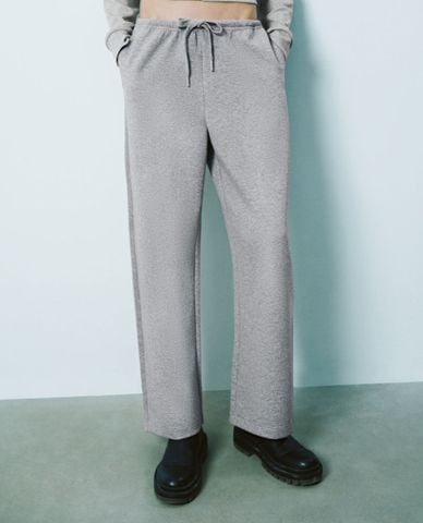  URBAN REVIVO - Quần nữ ống đứng lưng thun phối dây rút 