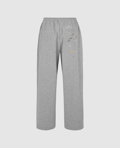  URBAN REVIVO - Quần nữ ống rộng lưng thun phối họa tiết 