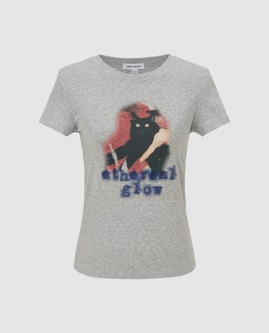  URBAN REVIVO - Áo thun nữ cổ tròn tay ngắn phom ôm 