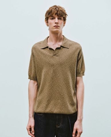  URBAN REVIVO - Áo polo nam dệt kim tay ngắn thanh lịch 