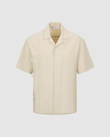  URBAN REVIVO - Áo sơ mi nam tay ngắn phối hoa 