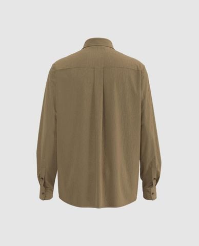  URBAN REVIVO - Áo sơ mi nam cổ bẻ tay dài phom suông 