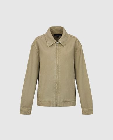  URBAN REVIVO - Áo khoác denim nam tay dài khoá kéo 