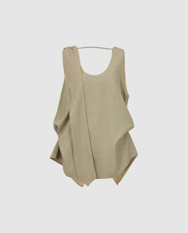  URBAN REVIVO - Áo sát nách nữ gấp nếp phối dây 