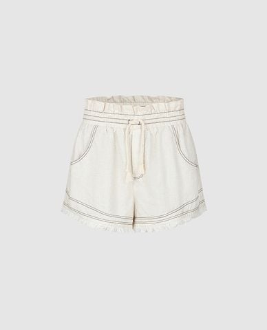  URBAN REVIVO - Quần short nữ ống rộng dây rút tua rua 