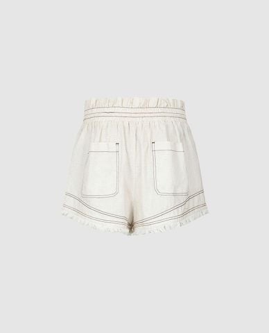  URBAN REVIVO - Quần short nữ ống rộng dây rút tua rua 