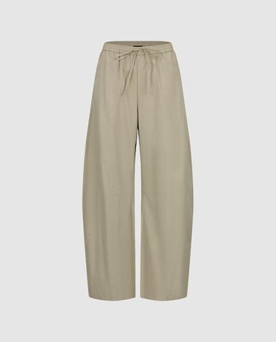  URBAN REVIVO - Quần nữ ống rộng lưng thun phối dây rút 