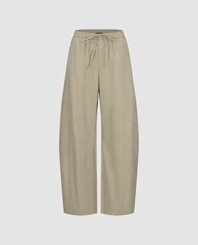  URBAN REVIVO - Quần nữ ống rộng lưng thun phối dây rút 