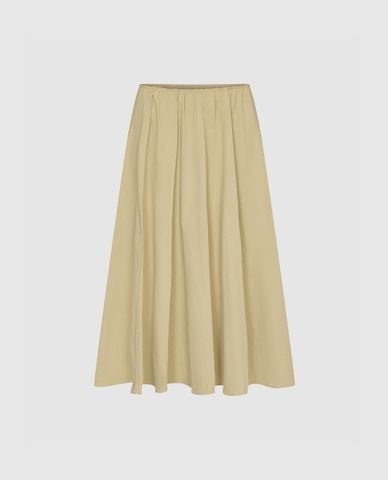  URBAN REVIVO - Chân váy chữ A midi xếp li lưng thun 