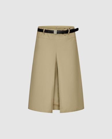  URBAN REVIVO - Chân váy midi xẻ tà phối thắt lưng 