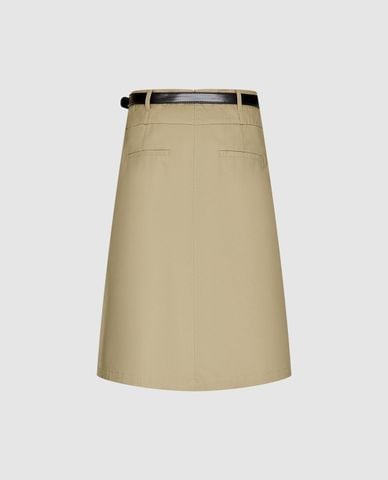  URBAN REVIVO - Chân váy midi xẻ tà phối thắt lưng 