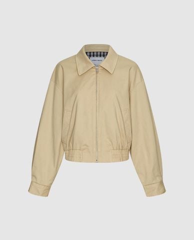 URBAN REVIVO - Áo khoác croptop nữ cổ bẻ sọc caro 