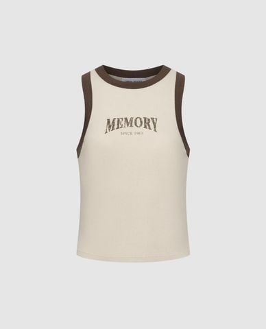  URBAN REVIVO - Áo ba lỗ nữ cổ tròn in chữ 