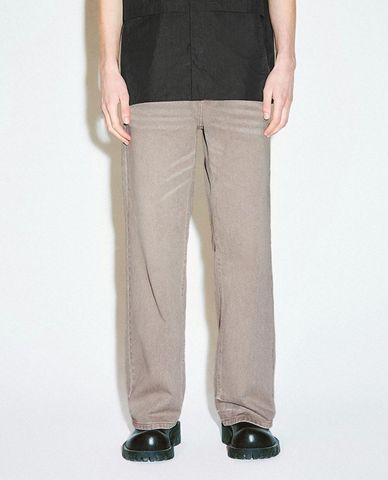  URBAN REVIVO - Quần jeans nam ống rộng wash bạc 