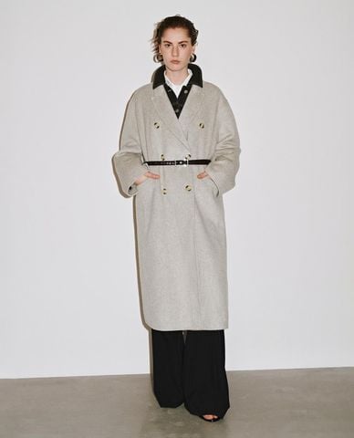  URBAN REVIVO - Áo khoác măng tô nữ dáng dài 