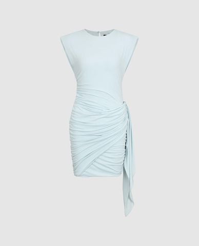  URBAN REVIVO - Đầm sát nách mini xếp nhún tà rũ 
