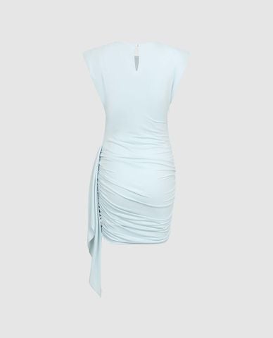  URBAN REVIVO - Đầm sát nách mini xếp nhún tà rũ 
