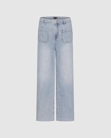  URBAN REVIVO - Quần jeans nữ ống rộng phối túi hộp 