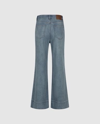  URBAN REVIVO - Quần jeans nữ ống loe wash bạc 