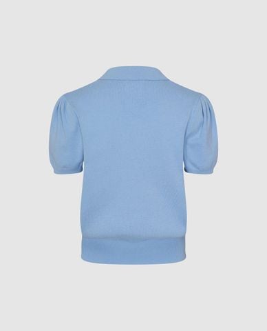  URBAN REVIVO - Áo dệt kim nữ cổ bẻ tay phồng 