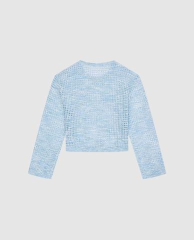  URBAN REVIVO - Áo dệt kim nữ tay dài kiểu lưới đính hạt 