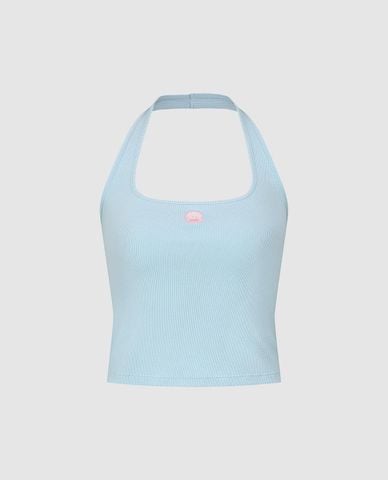  URBAN REVIVO - Áo kiểu nữ cổ yếm phom croptop 