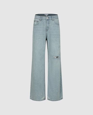 URBAN REVIVO - Quần jeans nữ ống rộng rách gối 