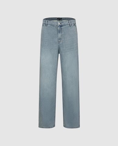  URBAN REVIVO - Quần jeans nam ống đứng wash bạc 
