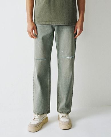  URBAN REVIVO - Quần jeans nam ống đứng rách gối 