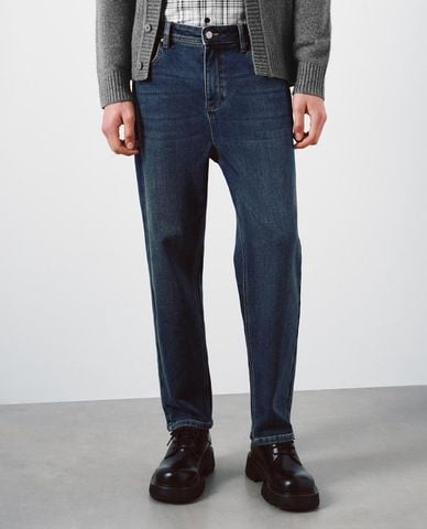  URBAN REVIVO - Quần jeans nam ống đứng wash bạc 