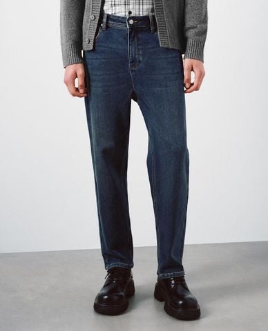  URBAN REVIVO - Quần jeans nam ống đứng wash bạc 