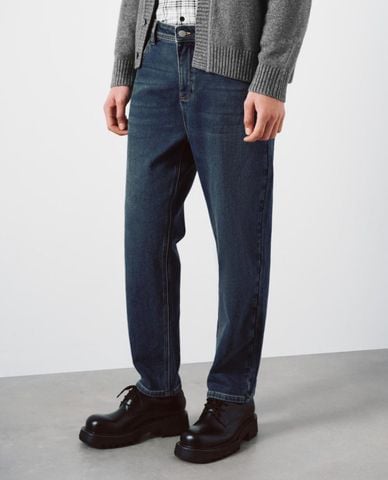  URBAN REVIVO - Quần jeans nam ống đứng wash bạc 