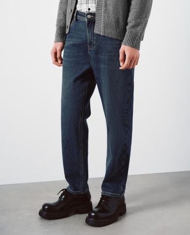  URBAN REVIVO - Quần jeans nam ống đứng wash bạc 