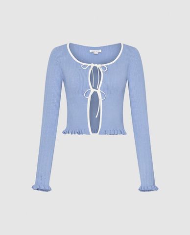  URBAN REVIVO - Áo khoác cardigan nữ tay dài phối dây 