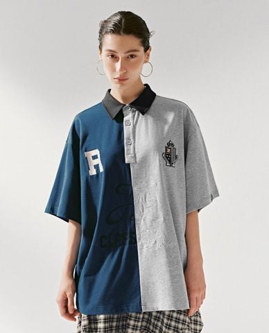  URBAN REVIVO - Áo polo nữ cổ bẻ tay ngắn in họa tiết 