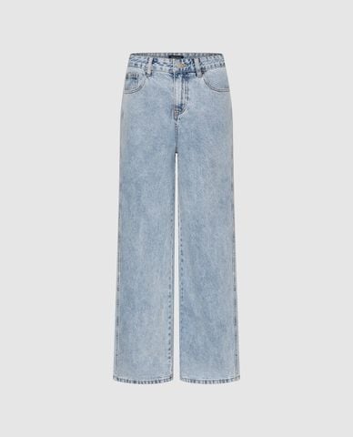  URBAN REVIVO - Quần jeans nữ ống rộng wash bạc 