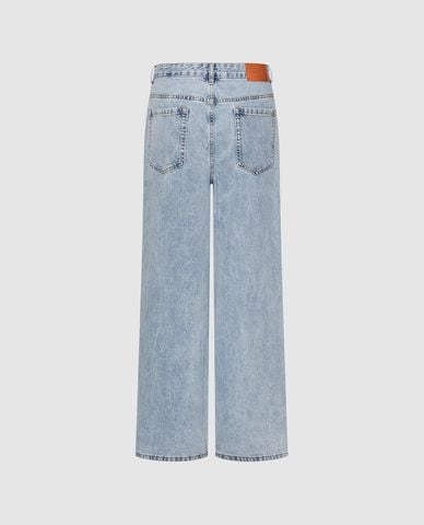  URBAN REVIVO - Quần jeans nữ ống rộng wash bạc 