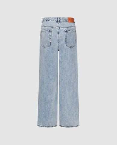  URBAN REVIVO - Quần jeans nữ ống rộng wash bạc 