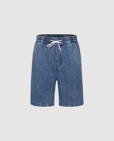  URBAN REVIVO - Quần short jeans nam lưng thun phối dây rút 