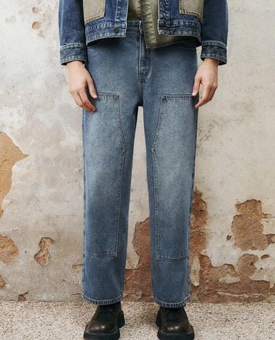 URBAN REVIVO - Quần jeans nam ống đứng cá tính 