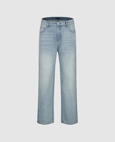  URBAN REVIVO - Quần jeans nam ống đứng wash bạc 