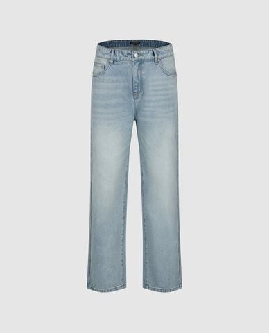  URBAN REVIVO - Quần jeans nam ống đứng wash bạc 
