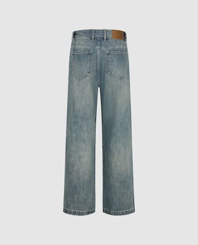  URBAN REVIVO - Quần jeans nam ống rộng wash bạc 