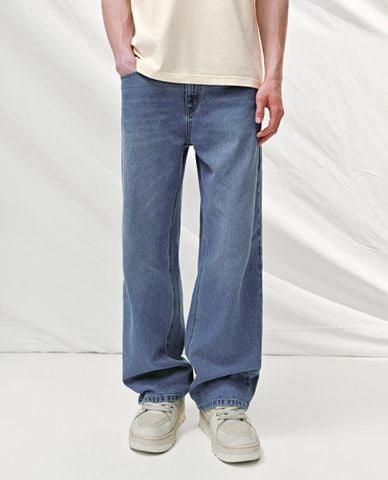  URBAN REVIVO - Quần jeans nam ống đứng wash bạc 