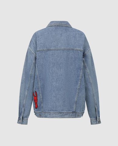  URBAN REVIVO - Áo khoác denim nam tay dài phối họa tiết 